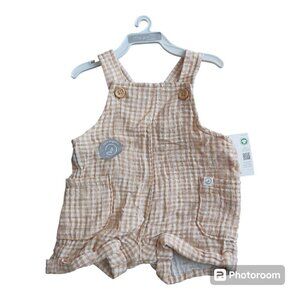 Little Planet by Carter's 100% Cotton Brown/White Plaid Overalls: Classic Style